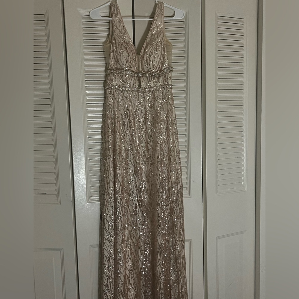 Nude / rose gold prom or bridesmaid dress